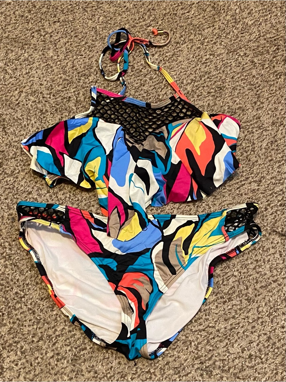 Apt 9 Bardados Mesh Colorful Abstract Two-Piece Bikini Set